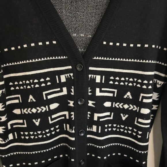 Pendleton Aztec Print Black Merino Wool Cardigan- Size Large - Picture 2 of 6